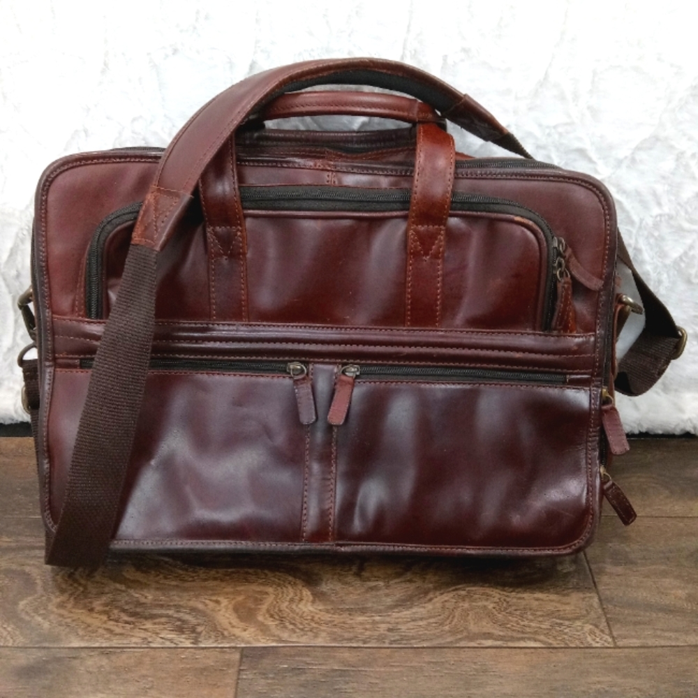 Pelle Studio Unisex Leather Satchel Briefcase Shoulder Bag Excellent Condition